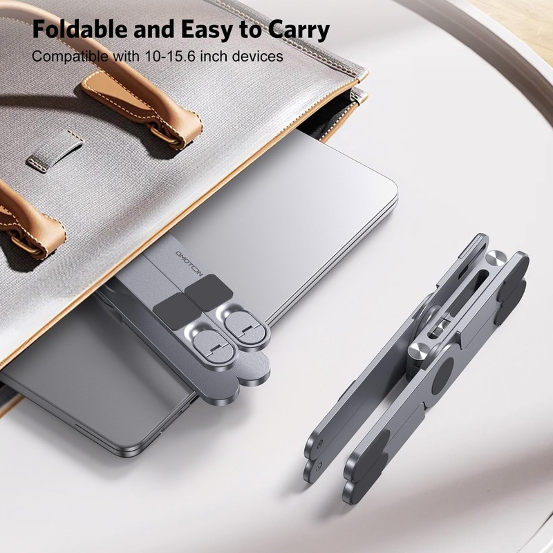 OMOTON 360° Rotating Laptop Stand Riser for Desk, Ergonomic Foldable