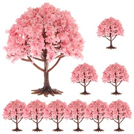 Angoily 10pcs Miniature Flower Tree Model Train Scenery Architecture Cherry Blossom Trees Mini Fake Trees for DIY Sand Table Crafts Building Model Scenery Landscape Ornaments