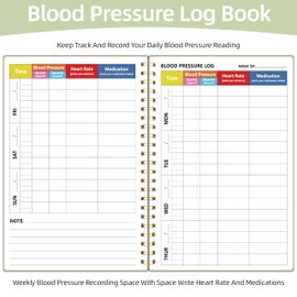 Blood Pressure Log Book - Daily Log for Tracking & Monitoring Blood Pressure & Heart Rate & Medication at Home, 5.9" x 8.6", Blood Pressure Health, Green