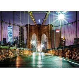 CONCORD WALLCOVERINGS ™ Horizontal 3D Wall Mural - 142" x 106" (375x270cm), Large (XXL), New York City Collection, Non-Pasted (Not Peel and Stick) Wallpaper, USA - Brooklyn Bridge Walkway