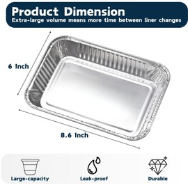 Matchwaves 30Pcs Drip Pans for Weber, Disposable Aluminum Foil Grease Trays for Weber Grills, Universal Replacement Liners for Weber Series, 8.6" x 6"