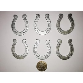 6 Handmade Edible Lucky Silver Horseshoes, Cupcake Sugarpaste Decorations by Fairie Blessings