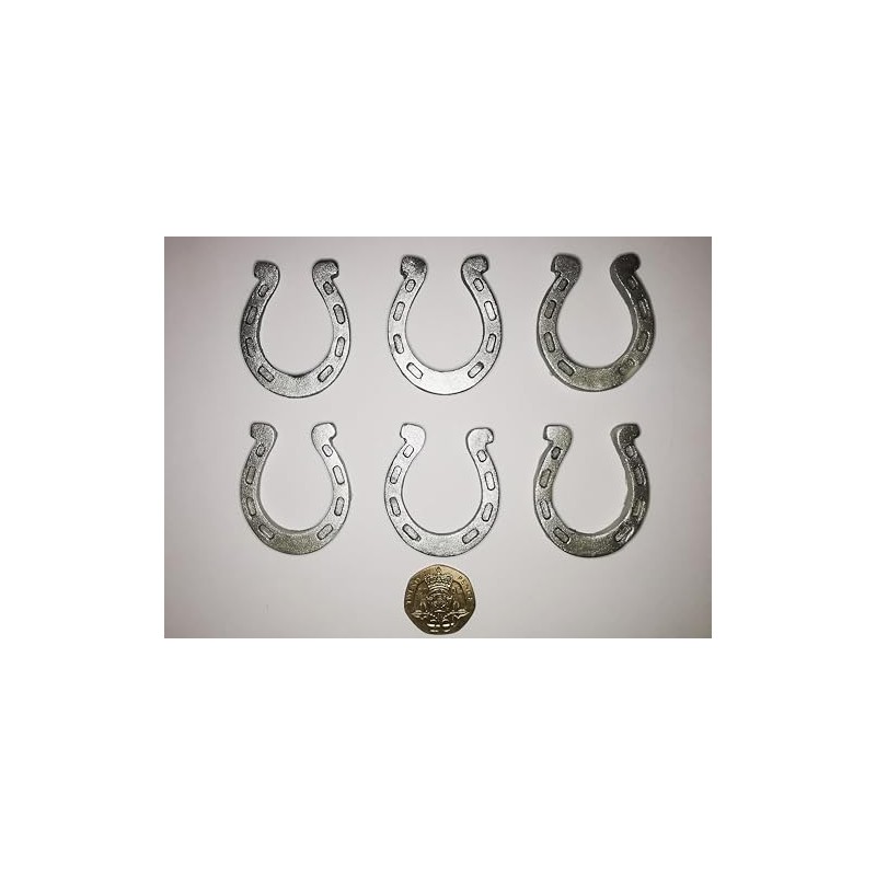 6 Handmade Edible Lucky Silver Horseshoes, Cupcake Sugarpaste Decorations by