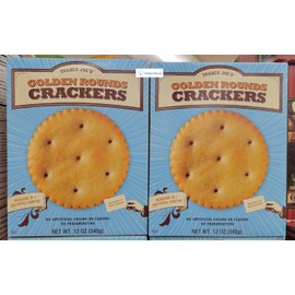 Trader Joe’s Golden Rounds Crackers Packed in 3 Individual Sleeves 12oz 340g (Two Boxes)