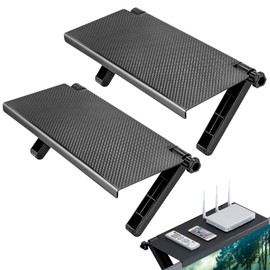 QUOTRE Pack of 2 Screen Top Shelf, 33 x 16 cm Adjustable Screen Shelf, TV Top Shelf, Monitor Storage Shelf for Speakers, Media Boxes, Routers, Remote Control, Game Console