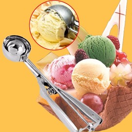 Ice Cream Scoops with Easy Trigger, Stainless Steel Cookie Scoop Set Highly Durable Baking Scoopers Ergonomic Handle for Mashed Potatoes Food Fruit Cookie Cupcake Muffin Meatball Mellon Balls (6CM)