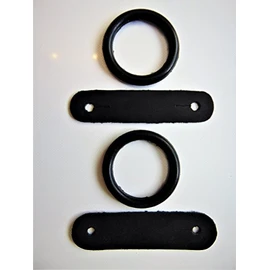 S-Products PEACOCK SAFETY IRONS STIRRUPS RUBBER RINGS & LEATHER CLIPS TABS REPLACEMENT 1 PAIR (Black)