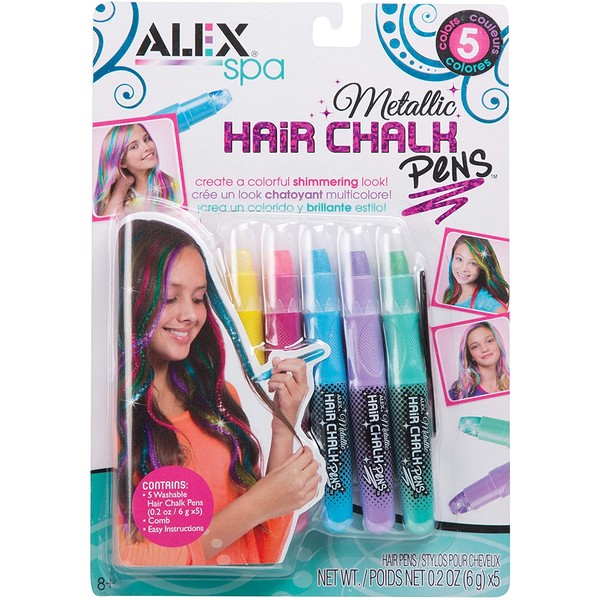 Alex Spa 5 Metallic Hair Chalk Pens Girls Fashion Activity