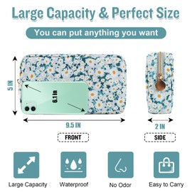 izuzta - Bolsa de maquillaje floral grande y pequeña de nailon para viaje, Margarita verde, Pequeño, Casual