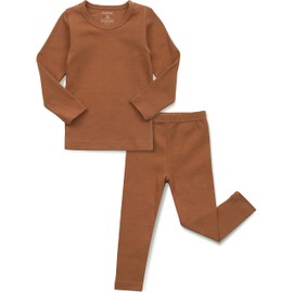 AVAUMA Baby Boys Girls Pajama Set Kids Toddler Snug fit Basic Cotton Sleepwear pjs for Daily (Camel-1 Large)