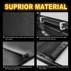 fitmotor 8' Long Bed Truck Tonneau Cover For Ford F-150 2015-2025 Soft Roll Up + Led Lamp