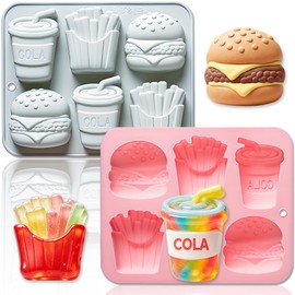 2 Pack Silicone Mold Fast Food Set (Burger, Fries, Cola) Baking Mold Tray
