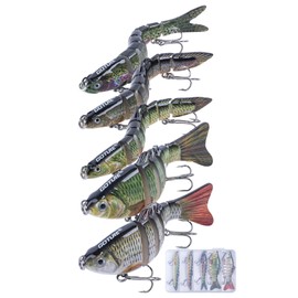 Goture 5pcs Multi-Jointed Swimbait Fishing Lures, Lifelike Slow-Sinking Bait for Freshwater and Saltwater, Ideal for Bass, Pike, Muskie, Trout, Walleye, and Catfish, with Tackle Box Included (B)