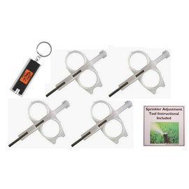 4 Pack of Hunter PGP Rotor Adjustment Tool, Sprinkler Wrenches - These Irrigation Sprinkler Keys Fit: PGP, PGJ, I20, I25, I40 Heads + LED Keychain