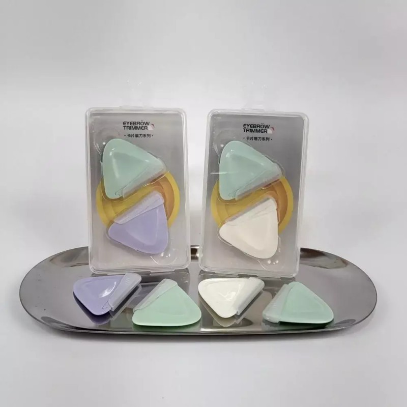 휴대용 안전한 삼각 눈썹칼 눈썹정리 눈썹정리칼 [민트+베이지] Portable Safe Triangular