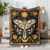 Lifeel Orange Moth Throw Blanket, Retro Boho Flower Butterfly Sun