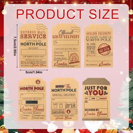 200 Pcs Christmas Label Stickers, Christmas Tags for Gifts Stickers, Xmas Name Tags Self Adhesive Stickers from Santa Kraft Paper Labels for Holiday Card Wrapping Decor, Presents Box Decoration