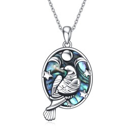 Raven Necklace Triple Moon Pendant Necklace Abalone Pagan Jewelry for Women Men