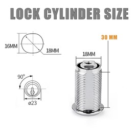 Cobenga 16 Pcs Letterbox Lock, Security Mailbox Lock, 1 Letter Post Box Lock with 2 Keys & Screw, Cabinet Drawer Cam Lock Comes with 2 Different Lock Plates (30mm)