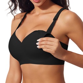 INNERSY Seamless Nursing Bras for Breastfeeding Maternity Bras for Pregnancy Comfortable Bralette(Black, X-Large)