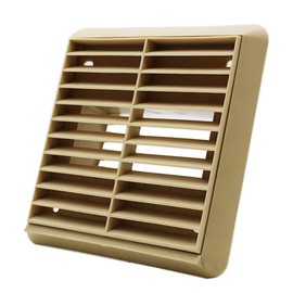 Kair Beige Louvred Wall Vent Grille 155mm External Dimension with 110mm x 54mm Rectangular Rear Spigot
