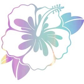 NBFU Hawaiian Hibiscus Flower 1 (Holographic Opal Purple) (Set of 2) Premium Waterproof Vinyl Decal Stickers for Laptop Phone Accessory Helmet Car Window Bumper Mug Tuber Cup Door Wall