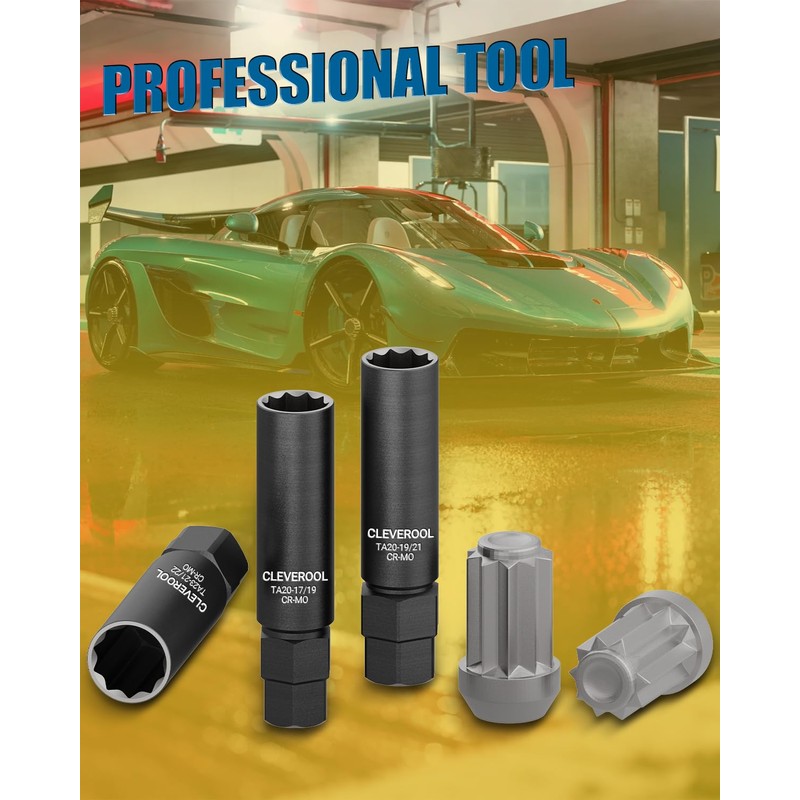 CLEVEROOL 10 Spline Lug Nut Socket, Compatible with Bimecc 10-Spline
