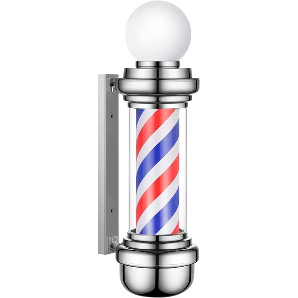 32" Barber Shop LED Pole Light,Hair Salon Rotating Red White Blue LED Strips,AC 110V Indoor/Outdoor Wall-mounted Water-Proof Hair Salon Barber Shop Open Business Sign with 59.05in Cord Length