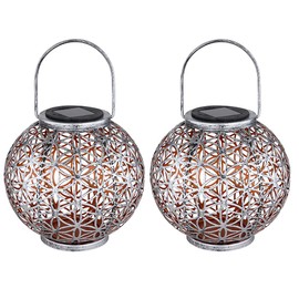 Solar Lamp Outdoor Solar Light Oriental LED Solar Lantern Outdoor Light Effect Flower of Life 1 x LED Warm White Diameter 20 x 29 cm Patio Garden Set of 2
