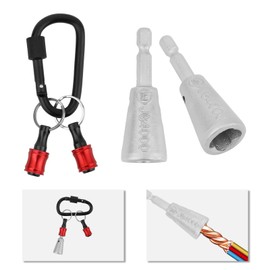 2pcs Wire Twister Tool for Drill, Wire Driver with 2 Keychain Bit Holder & Carabiner Wire Twisting Tool Wire Stripping and Twisting Tool for Electrical Power Drill