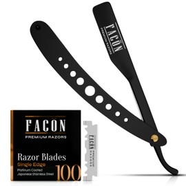 Facón Straight Razors for Men - Professional Barber Straight Edge Razor Kit with 100 Blades, Classic Stainless Steel Barbero Shaver for a Smooth & Precise Shave, Premium Barber Razor for Men's Shaving