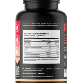 Omega 3 Fish Oil de 220 Cápsulas de 1000 mg. Ingredientes naturales: 100% Aceite de Pescado (EPA y DHA). Omega 3 Fish Oil B Life