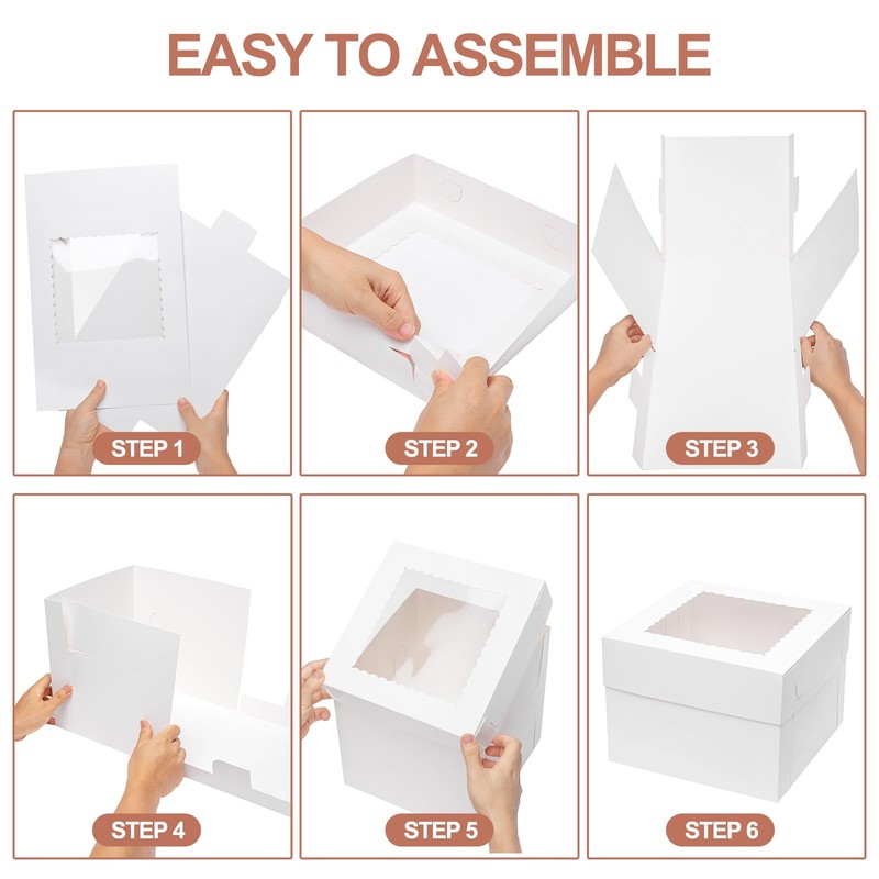 Mefleet 25pcs 14x10x4 Rectangle Cake Boxes with Window - Quarter