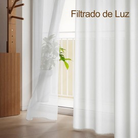 VIOPY Cortinas Translucidas Largas,Cortinas Translúcidas con Ojales,Tejido Suave de Poliéster,Cortinas para Sala Cuarto Dormitorio,Baño,Cocina.(Blanco,132An x 213Al cm(2 Paneles))