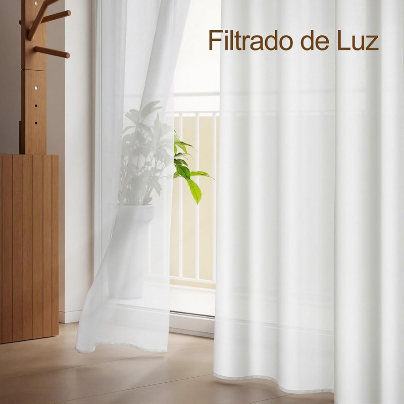VIOPY Cortinas Translucidas Largas,Cortinas Translúcidas con Ojales,Tejido Suave de Poliéster,Cortinas