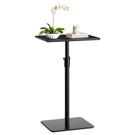 RCHYFEED Metal End Table,Height Adjustable Tall Side Tables Living Room,Small Side Table for Small Spaces with Matte Black Tray,Square Drink Coffee Tables Sofa Table for Bedroom,Indoor & Outdoor