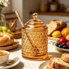 QFkris Champagne Crystal Glass Honey Pot with Dipper Sticks