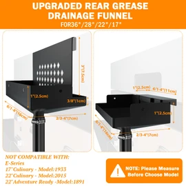 Eveanro Rear Grease Drainage System for Blackstone Grease Catcher Upgrade | Griddle Accessories, Grease Bucket with Transparent Lid, Grease Trap Funnel, 12 Pack Foil Bucket Liners, Two Mounting Methods