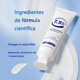 Pasta de dientes de hidroxiapatita, 7,5% de hidroxiapatita, pasta de dientes sin flúor, dientes blancos brillantes y aliento fresco de larga duración, ideal para todo tipo de dientes sensibles（2pcs）
