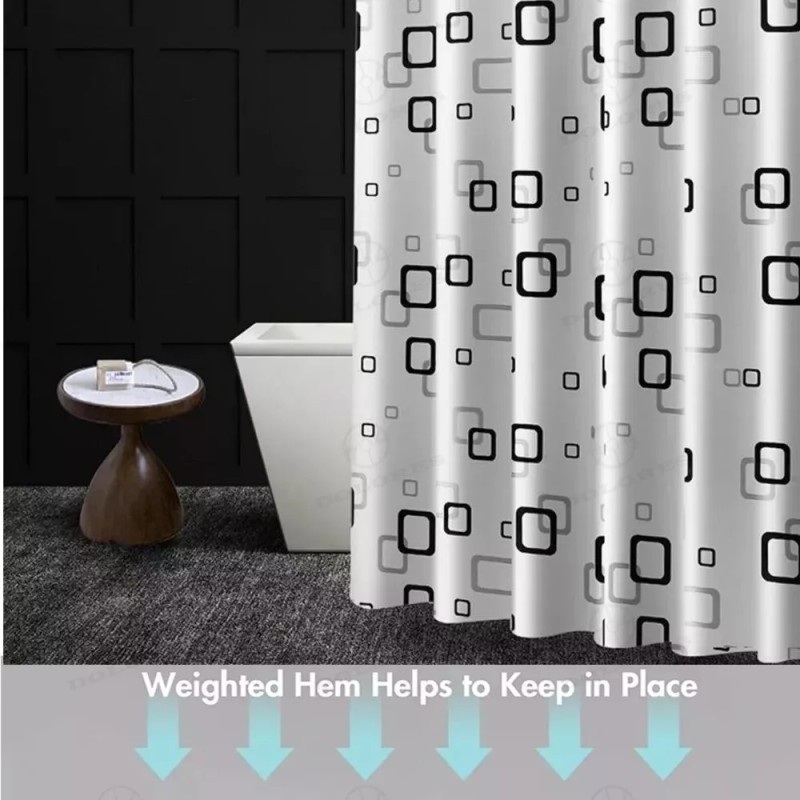 Gran compañía Cortina Baño Lavable Tela Impermeable Con Diseño+12 Ganchos