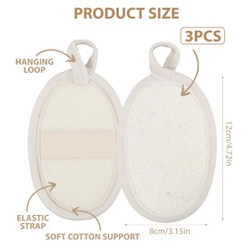 3 Pcs Natural Loofah Sponge, Exfoliating Body Scrubber, Shower Scrubbers Made from Plant Fibres, Reusable and Washable, Organic Loofahfor Men & Womenfa