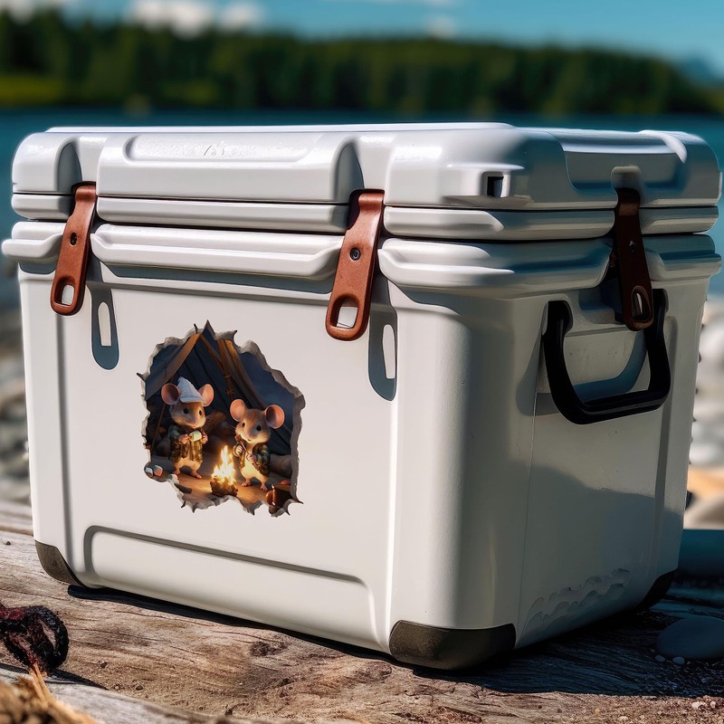 Camping Mice in Mouse Hole Decal - Mouse Hole 3D