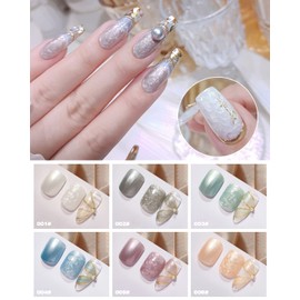 1 Jar White Pearl Gel Nail Polish Solid Shell Spiral Painting Art Design Holographic Reflective Glitter French Manicure Natural Shimmer Milky Cream DIY Professional Bulk Nails Polish 001#