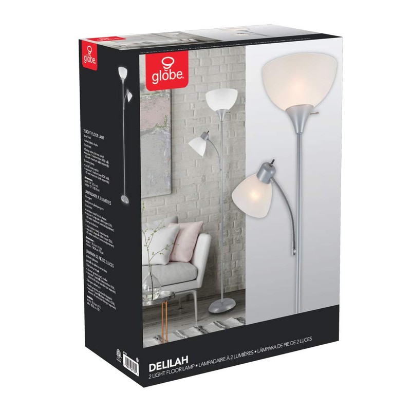 Globe Electric 67134 Delilah Floor Lamp, Silver