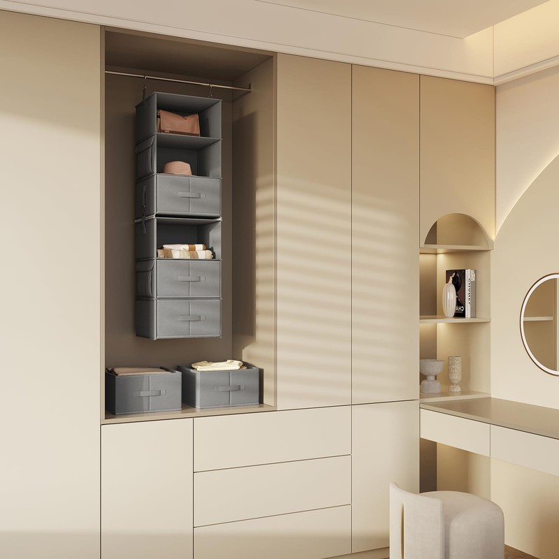 Vailando 6-Tier Hanging Shelves for Closet, Two 3-Shelf Hanging Closet