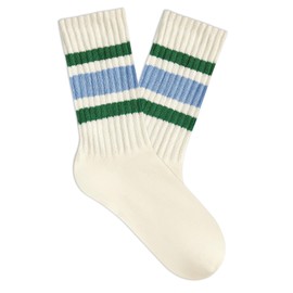 American Trends Tube Socks for Women Striped Retro Socks Slouchy Scrunch Socks Vintage Cute Crew Socks, Blue Green, One Size