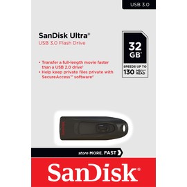 SanDisk 32GB Ultra 130MB/s USB 3.0 Flash Drive SDCZ48-032G Bundle with (1) GoRAM Black Lanyard (32GB, 5 Pack)