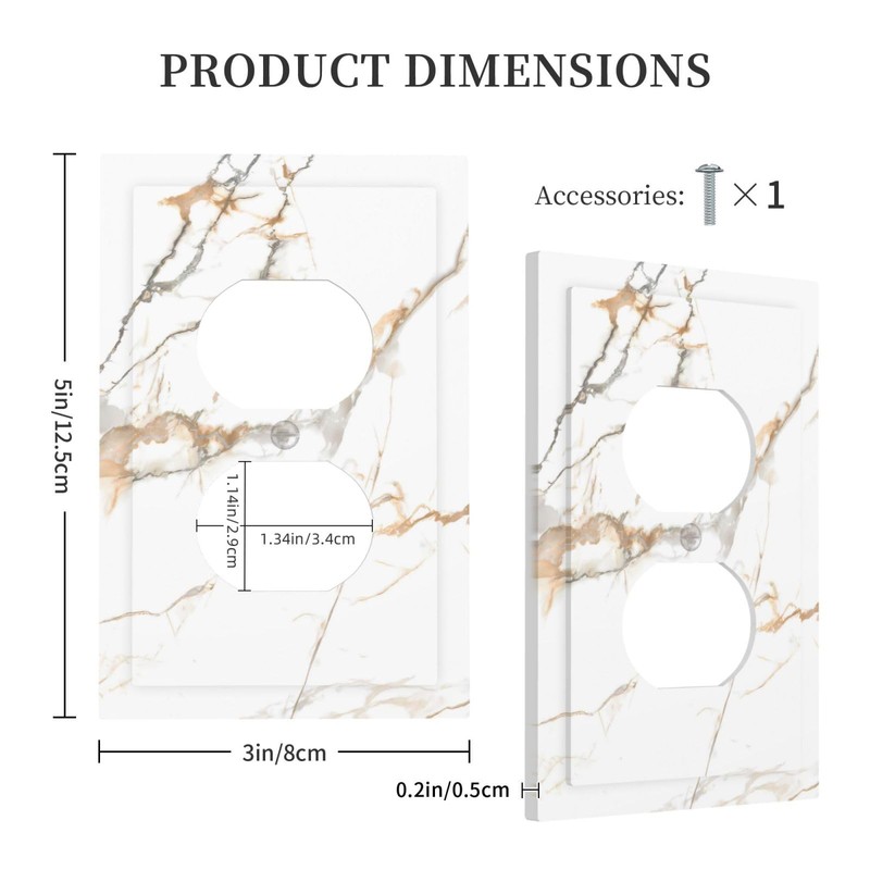 LWDZLHD White Gold Marble Outlet Covers Light Switch Cover Decorative