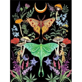 FILASLFT Diamond Art Kits for Adult Luna Moth,Butterfly Diamond Painting Kit for Beginner,Moon Mushroom Flower Diamond Dot,5D DIY Full Drill Paint with Diamond, Home Wall Decor and Gifts 12x16 Inch