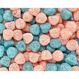 Bayside Candy Gummy Candy, Nonpareils Coated Gummies (Pink and Blue Berries) (1LB)
